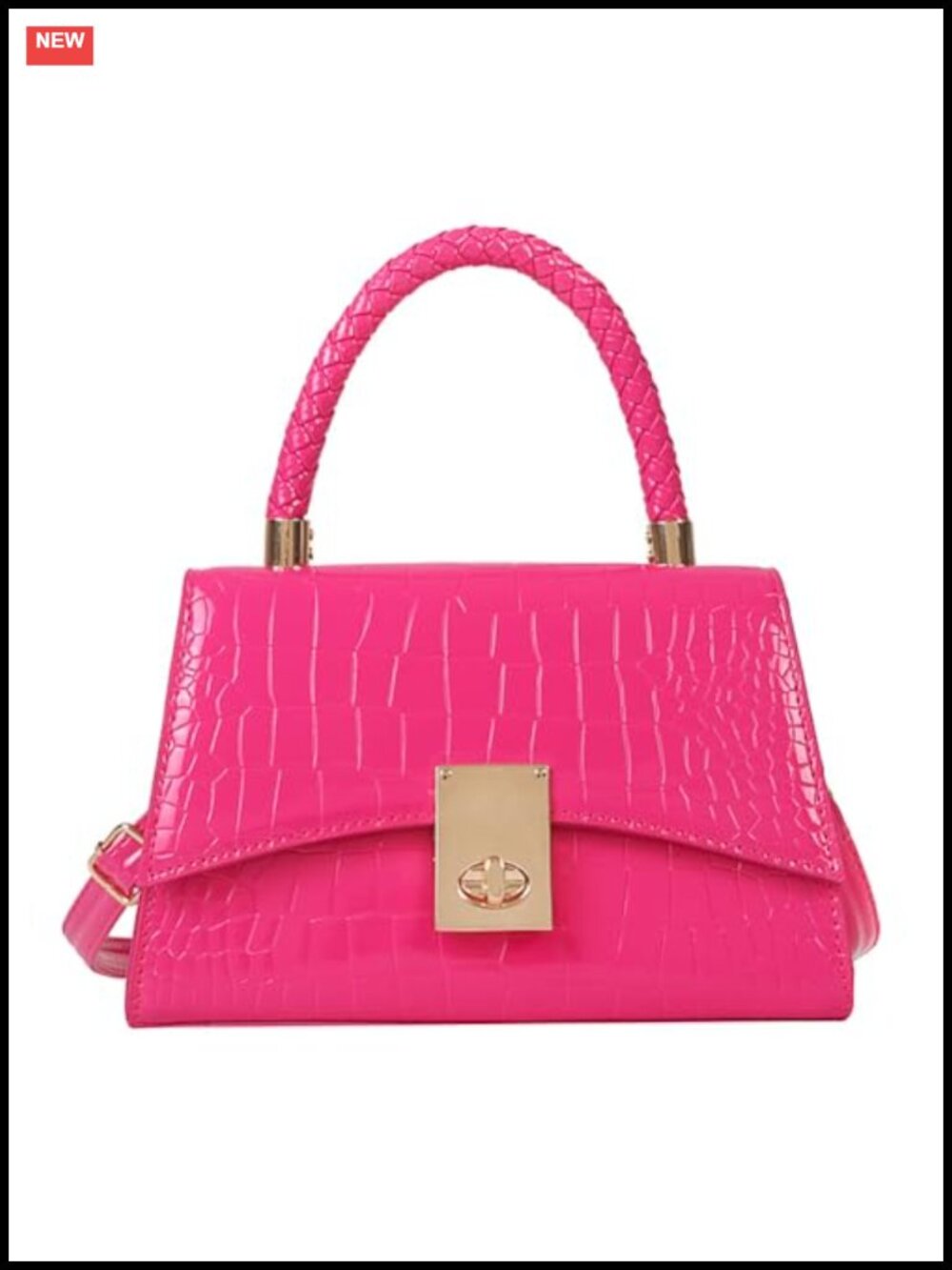 Mini Crossbody Bag Faux Croc Vegan Leather Top Handle Purse